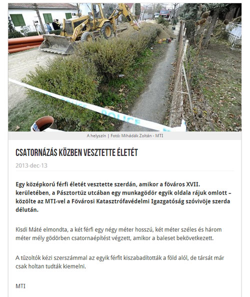 Csatornázás közben vesztette életét